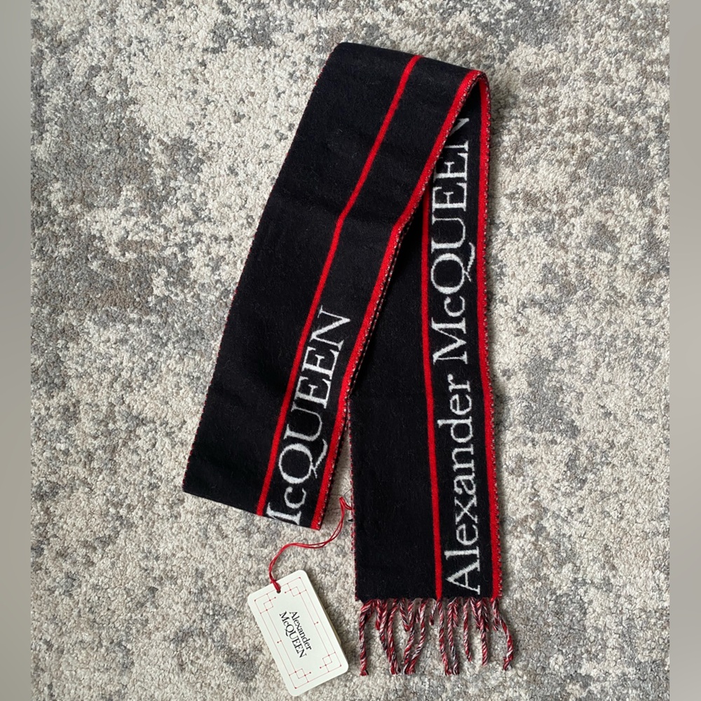 Alexander McQueen Men's Logo Selvedge Ribbon Scarf
